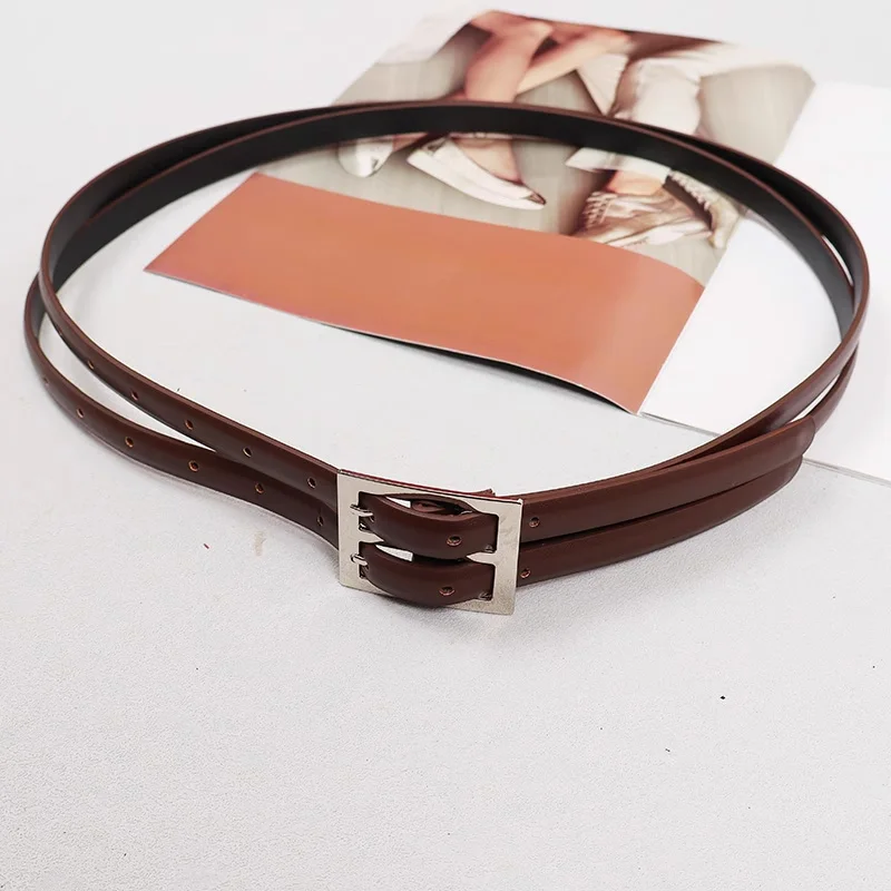 Cinturones de cuero góticos para mujer, cinturón vaquero Punk de diseñador de nicho, cinturón negro con personalidad Unisex para mujer