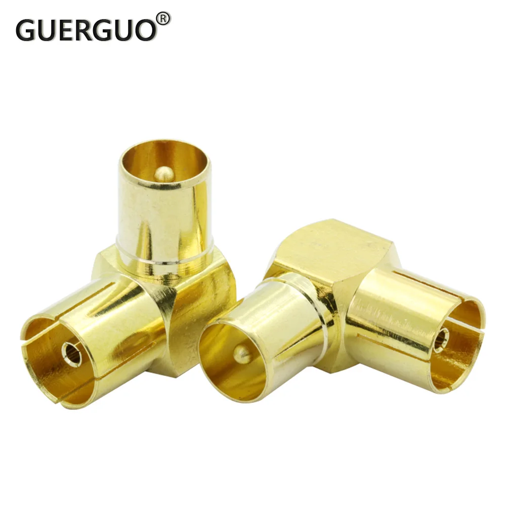 

2PCS DVB-T Antenna Adapter IEC TV Male to TV Female Gold Right Angle 90° Angled T Type RF Adapter Conversion