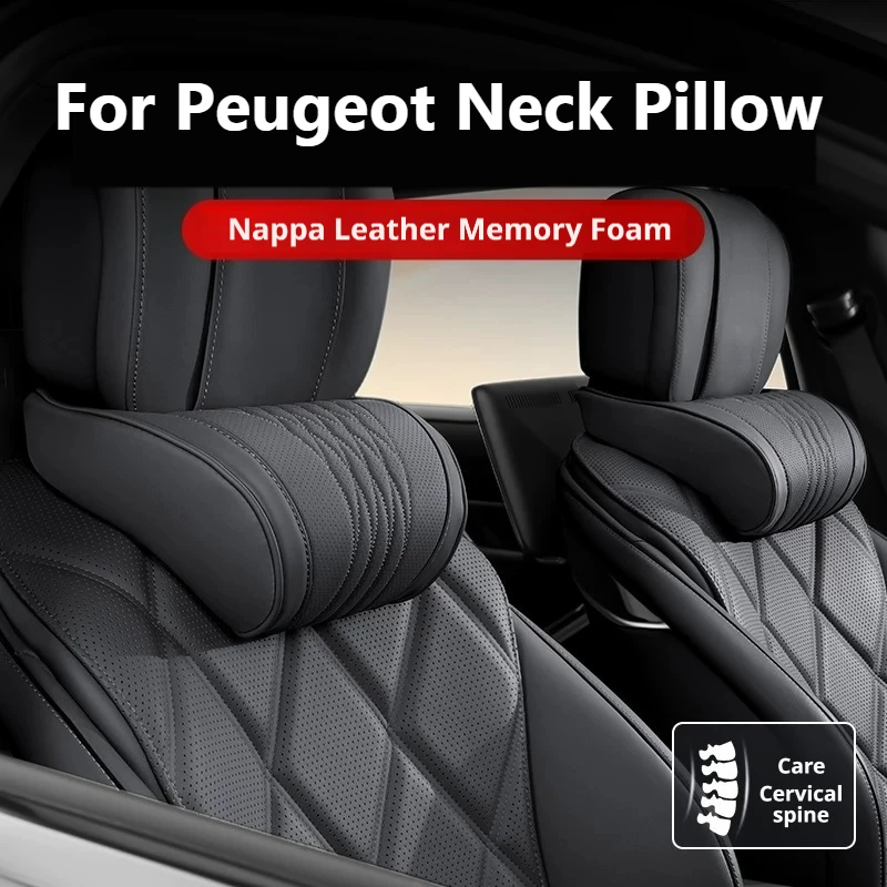 Luxury Perforated Leather Latex Car Neck Pillow For Peugeot 5008 Rifter Partner 508 408 3008 308 208 2008 Car Waist Pillow