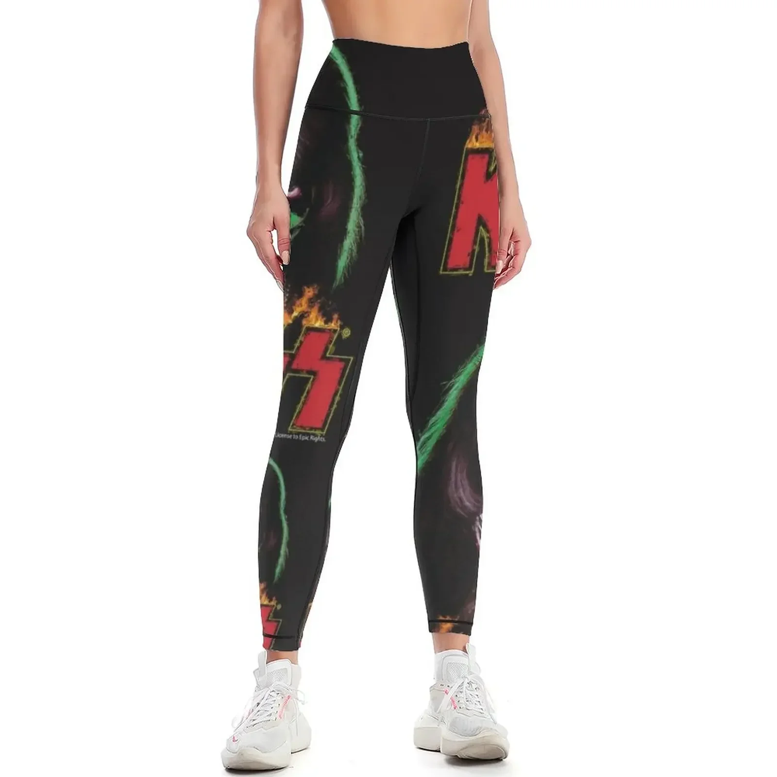 

KISS - The Catman old painting stylized Leggings gym clothing sporty woman push up flared Female legging pants Womens Leggings