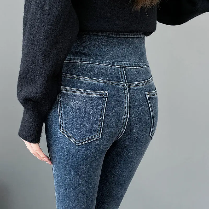 Pencil Jeans Women Spring Fall High Waist Skinny Denim Pants New Korean Casual Stretch Vaqueros Vintage Leggings Kot XK144