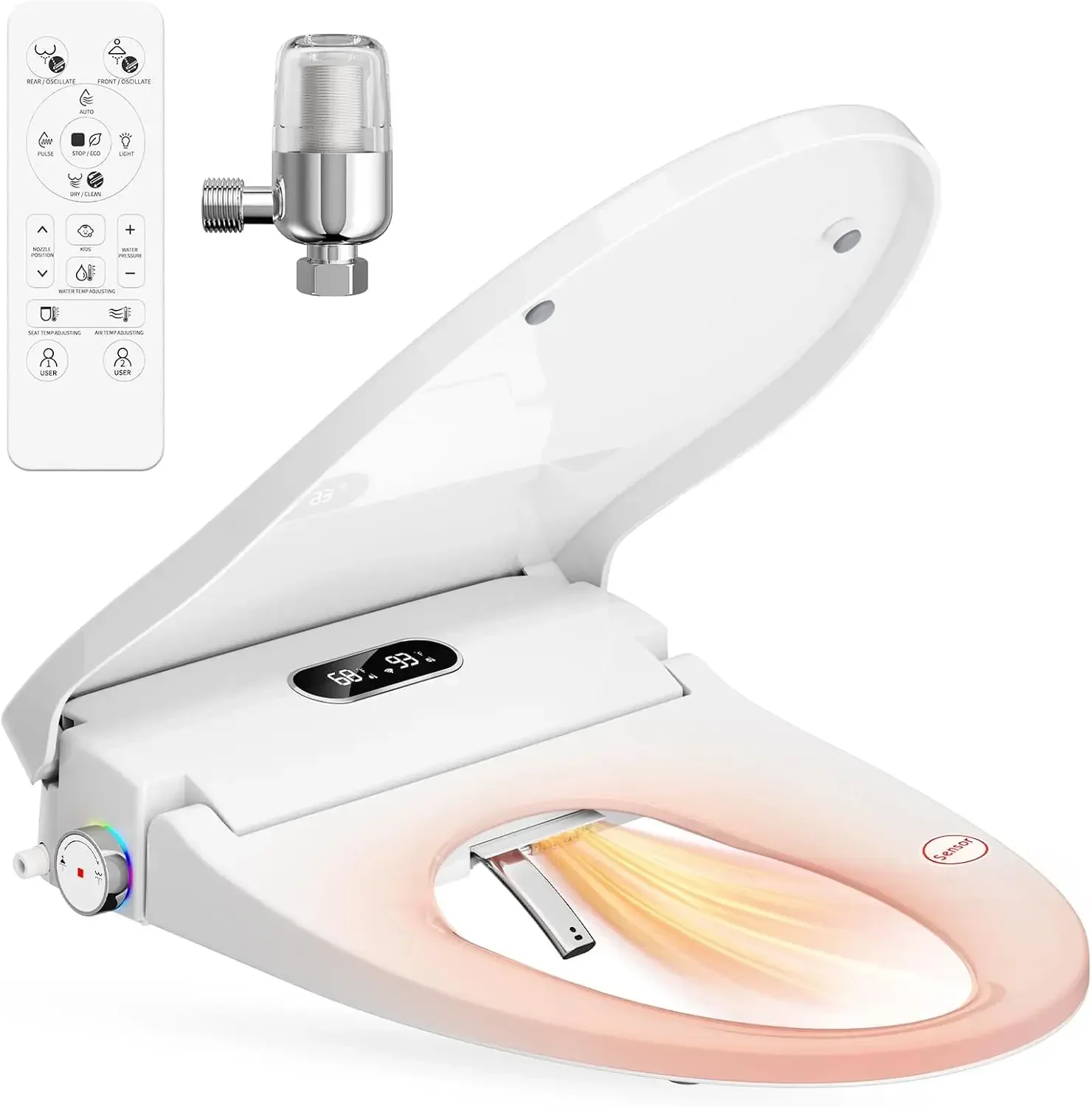 Brand new fast shippingBestsellerSmart Bidet Seat with Remote Control for Elongated Toilets | Dual User Memory, External Filter,