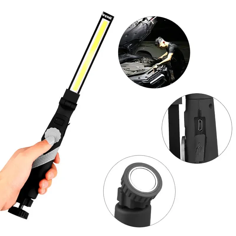 

Magnetic Work Light COB LED Work Lamp USB Rechargeable Flashlight Flexible Lamp Inspection Light Emergency Rotary Torch