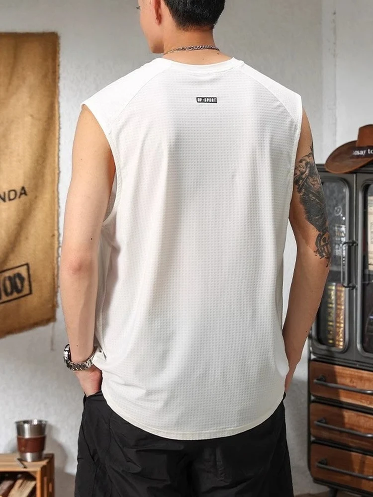 

Мужская летняя легкая спортивная майка MK из ледяного шелка, без рукавов, с круглым вырезом, повседневная, модная