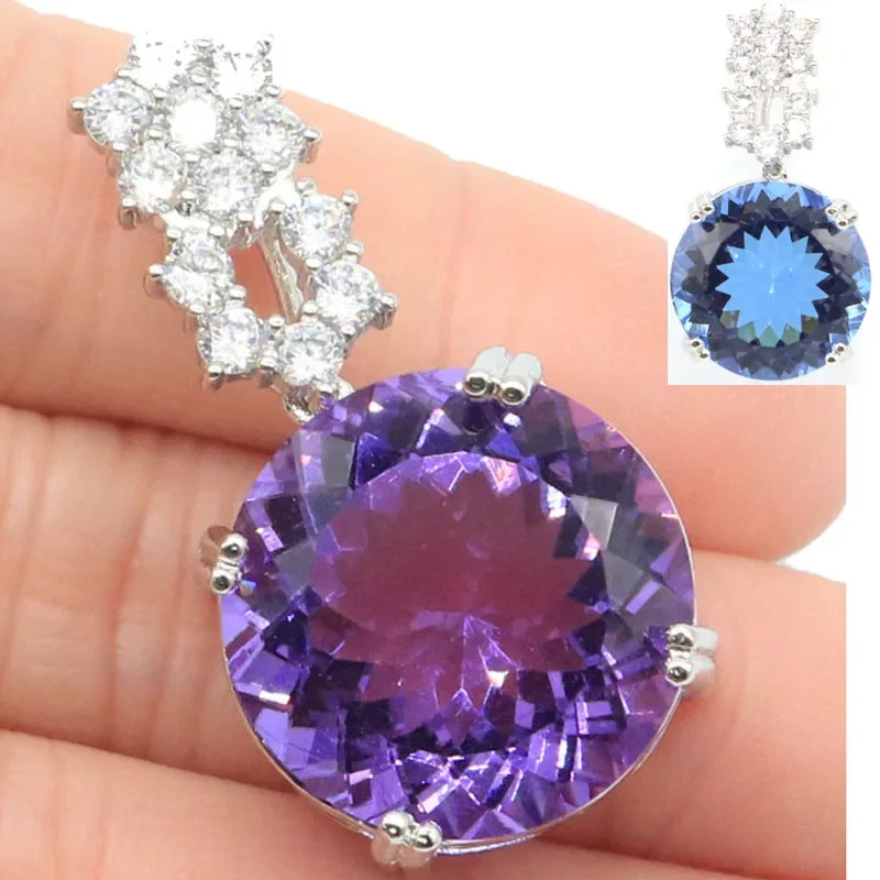 

12g Real Customized 925 Solid Sterling Silver Pendant London Blue Blood Ruby Alexandrite Zultanite Peridot Citrine Tanzanite CZ