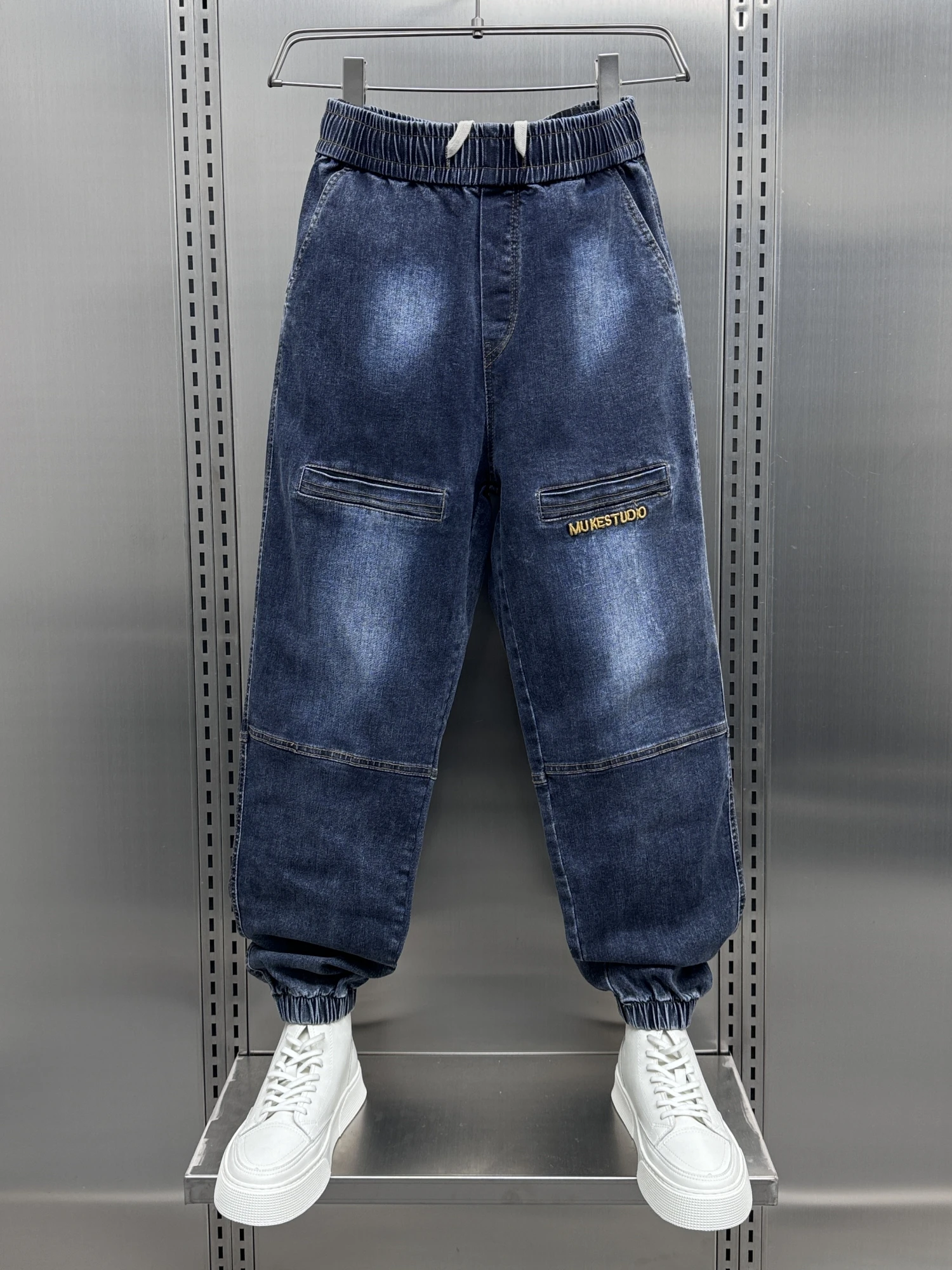 

Spring Autumn Embroidered Loose Cuffed Jeans Trendy High-End Design Men's Faion Korean Harlan Trendy Pants Youth Wear