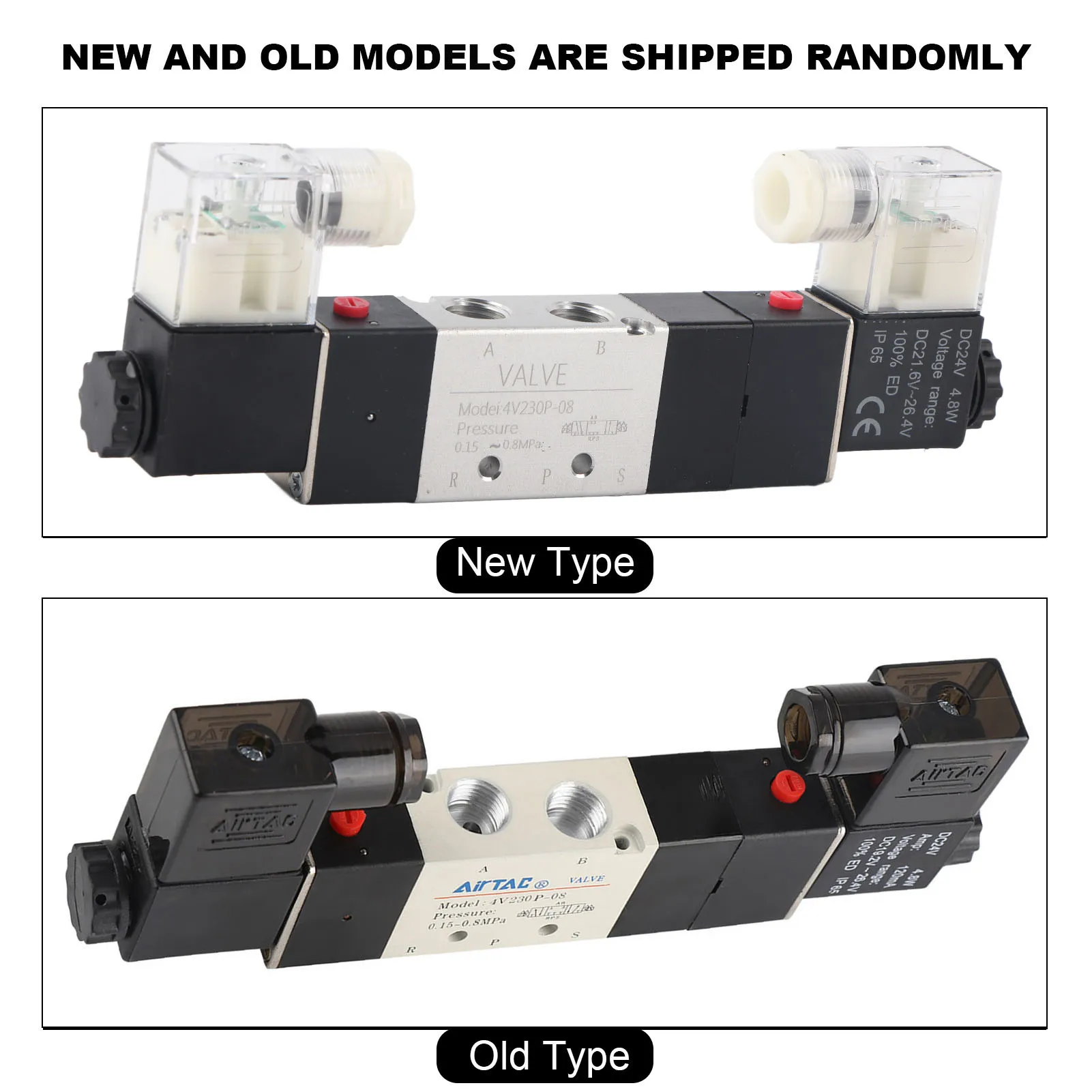 صمام الملف اللولبي للهواء 24 فولت 1/4 مغلق عادة 3 موضع 5 طرق صمام الملف اللولبي الهوائي 0.15-0.8MPa 4V230-08P صمام الملف اللولبي