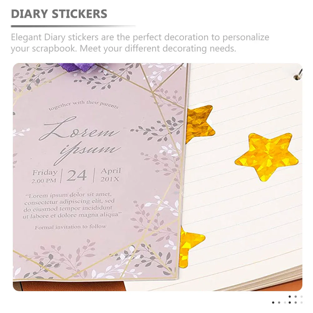 

500pcs 1 Roll Golden Star Diy Sticker Scrapbook Journal Background Self-Adhesive Decoration Craft Material Decals Gift Wrapping