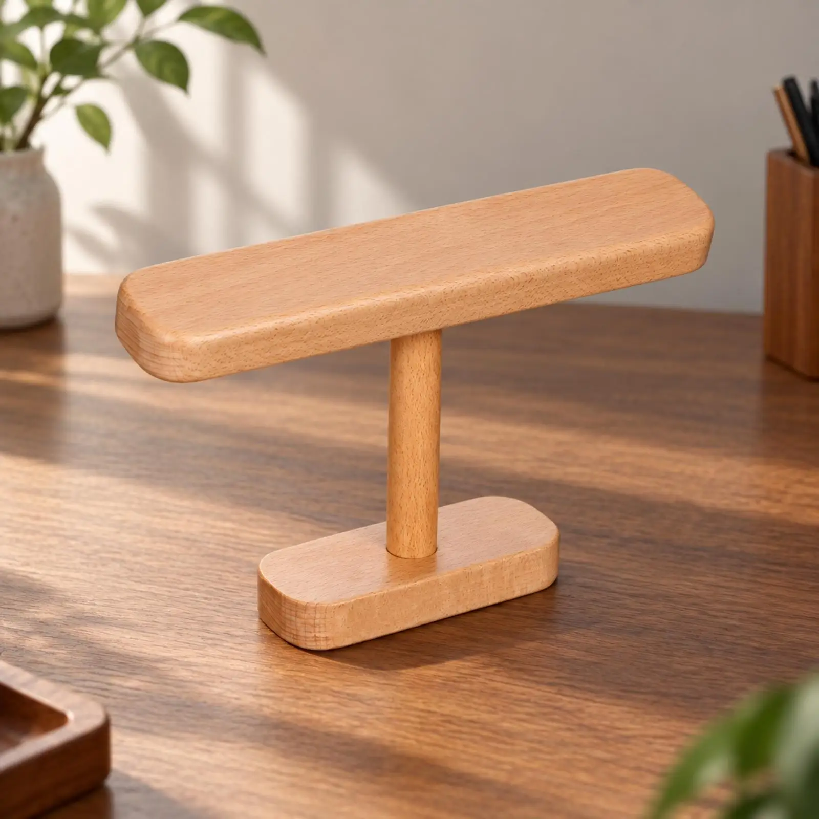 Beech Wood Accessory Display Stand for Watch Necklace Bracelet Jewelry Storage Showcase