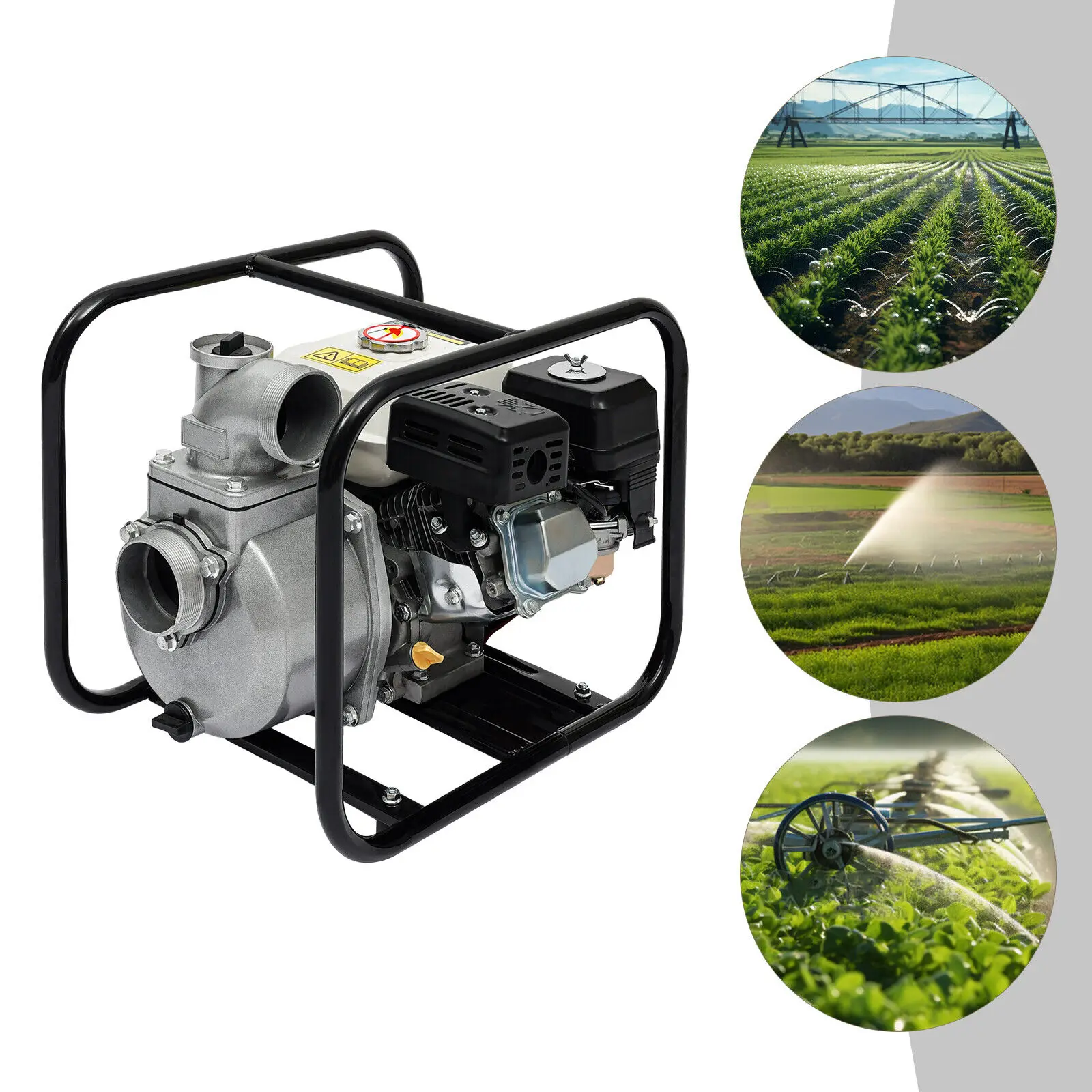 7.5HP 4 Stroke Gas-Powered Water Pump, 3" Portable Semi-Trash Pump for Construction, Flood Control, and General Water Pumping