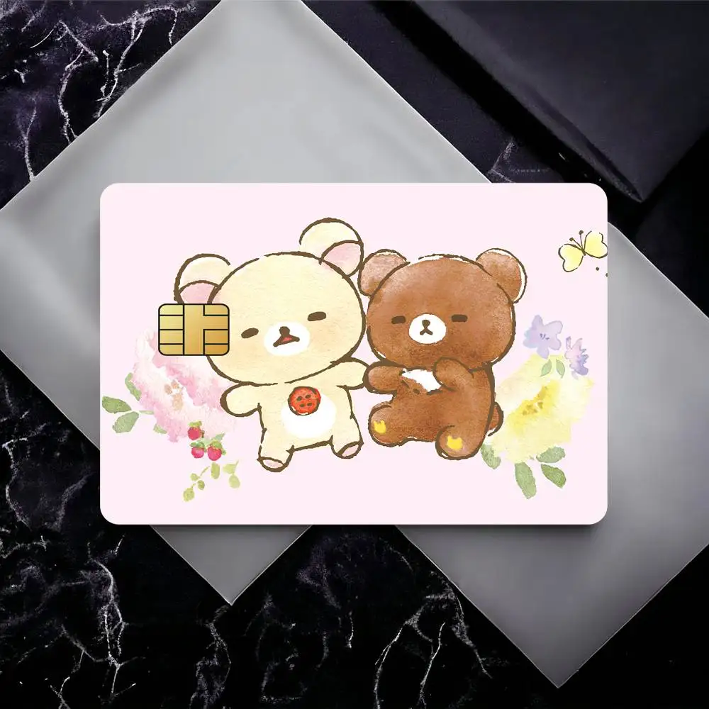 Cute R-Rilakkuma Waterproof Skin Sticker Bank Bus Metro Access Card Protective Film Card Sticker Girl Gift