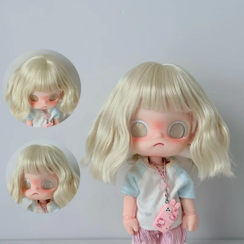 Zisga Gazi Sister BJD/SD Doll Wig Gingerbread Man Light golden bangs Curly Hair DIY 2D Wig Accessories