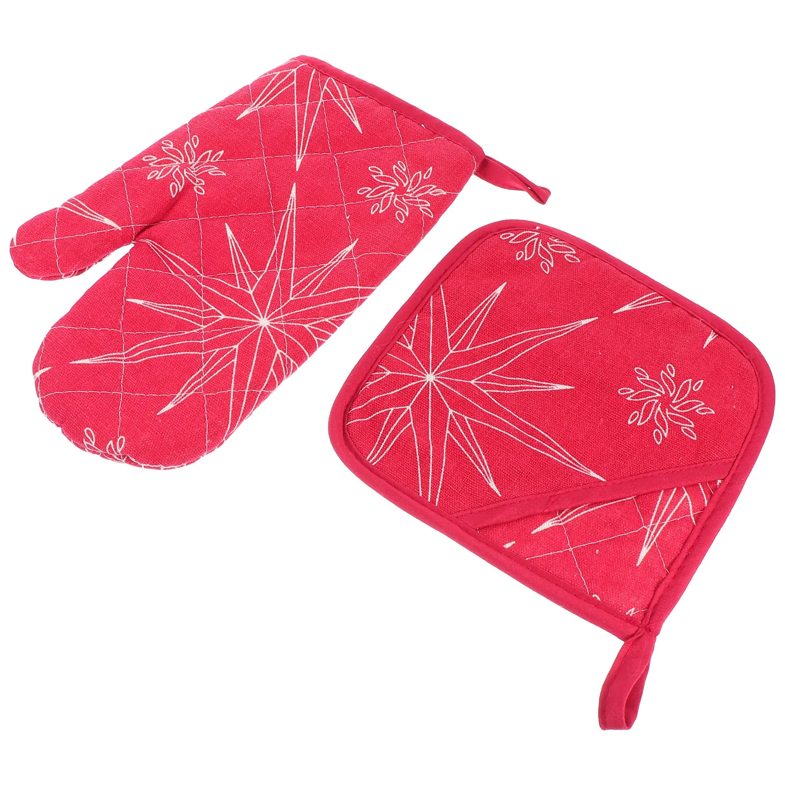 

Anti-scalding Gloves + Thermal Insulation Pad Pot Holder Mites for Oven Silicone Potholder Kitchen Thick Handles Pots