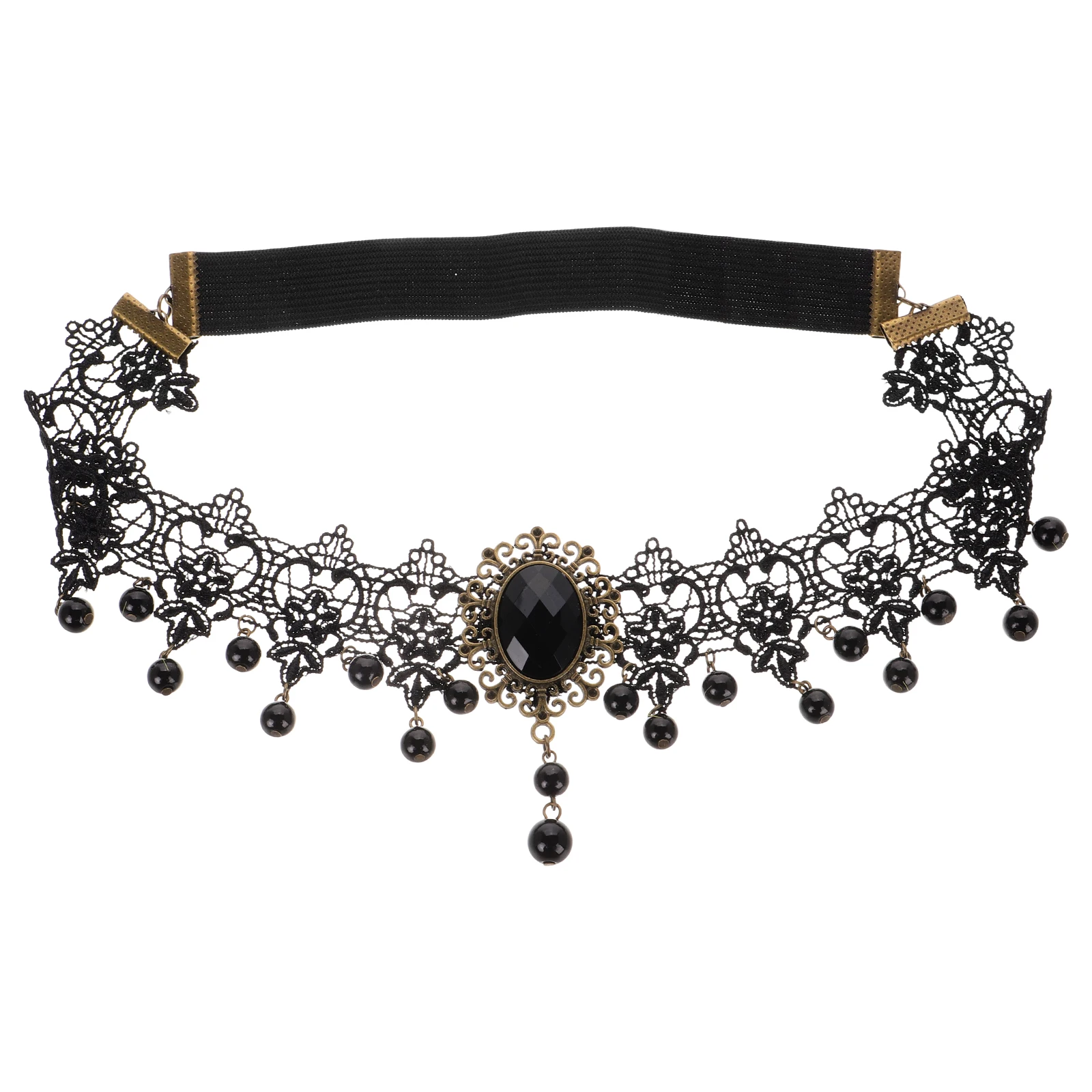 

Gothic Lace Headband Black Tassel Vintage Halloween Headdress Gothic Halloween Party Fascinator Accessories Cd