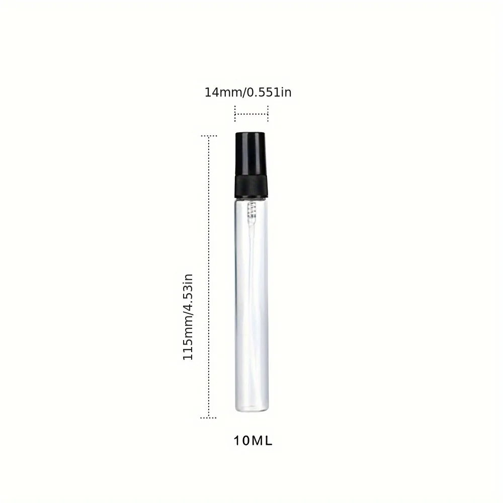 50pcs 4 Accessories 10ML Refillable Glass Spray Bottle with 50 Spray Bottles, 1 Dropper, 1 Funnel, 1 Dispenser Divan, 1 Syringe