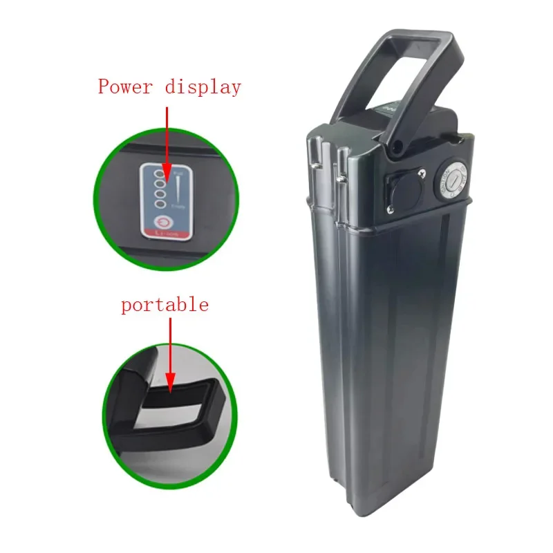 Silver fish 48V 10Ah 18650 lithium-ion battery pack, electric battery replaceable, external battery 250W-1500W