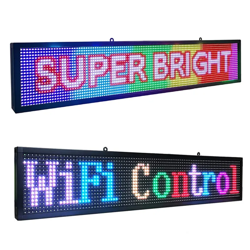 Full-Color P10 LED Sign Programmable WiFi Rolling Information LED Display Digital Message Display Board by Wireles (1000X200mm))