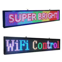 Full-Color P10 LED Sign Programmable WiFi Rolling Information LED Display Digital Message Display Board by Wireles (1000X200mm))