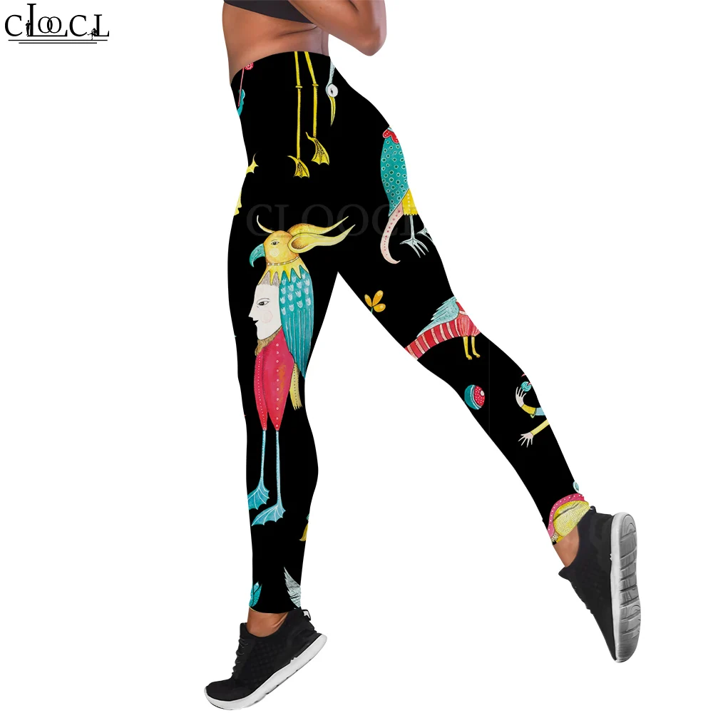 CLOOCL แฟชั่น Casual ผู้หญิง Legging Fairy Tale Monster พิมพ์เอวสูงความยืดหยุ่น Legging ออกกําลังกาย Push-Up Jogging กางเกง