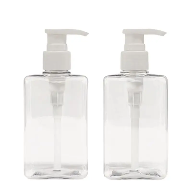 

15Pcs New Arrival 200ML Empty Plastic Square Clear Bottle White Lotion Pump Refillable Cosmetic Packaging Container Bottles