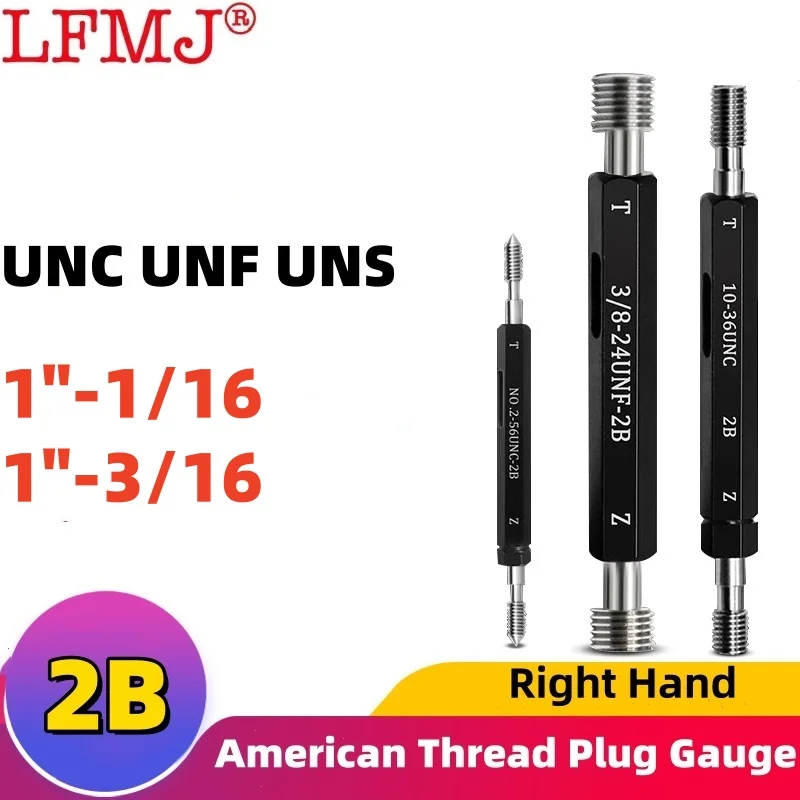 1PCS 2B UNC UNF UNS UNEF Steel Mer-cury Gage American Standard Fine Thread Plug Gauge  1''-1/16-8   1''-3/16-16