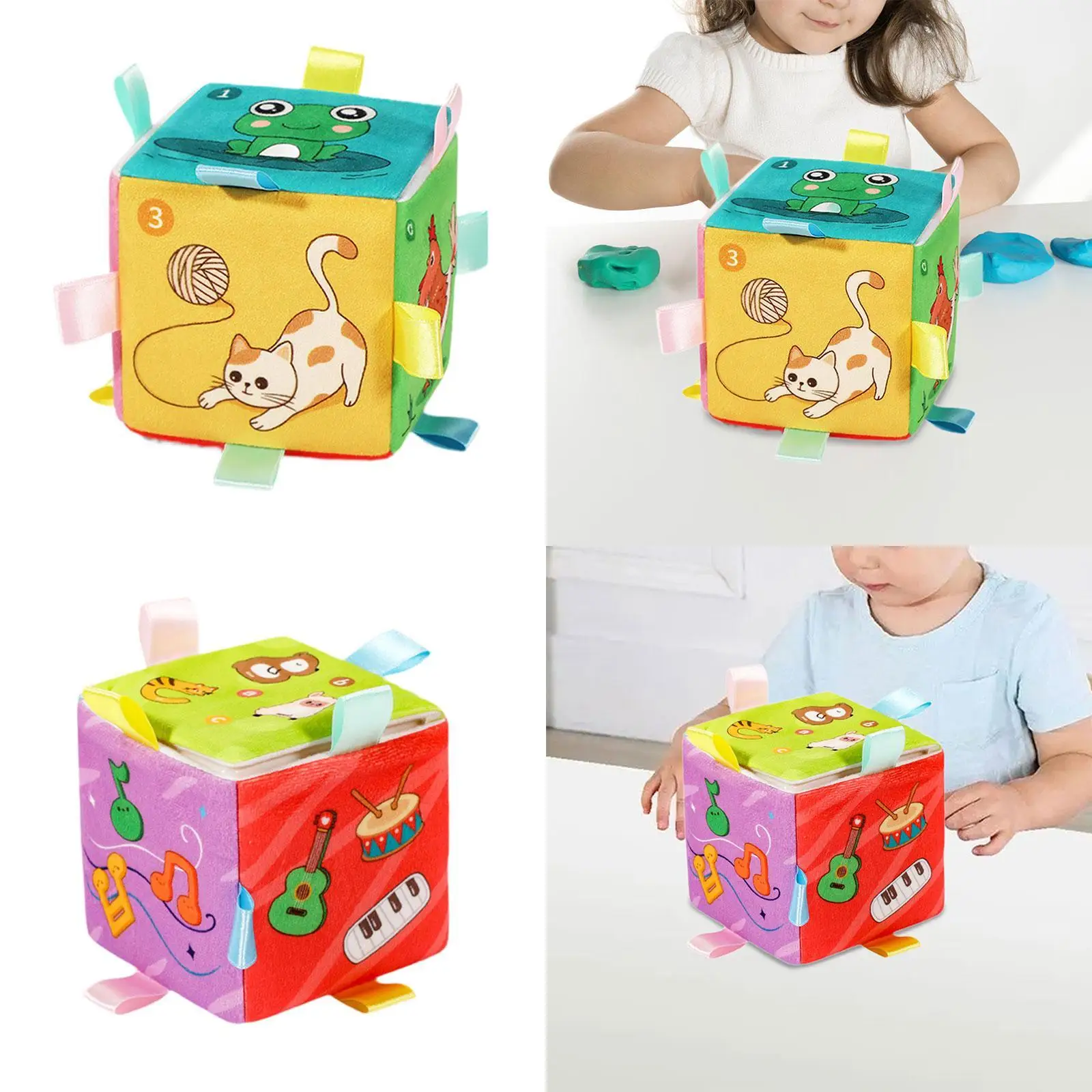 Giocattolo sensoriale con LED Giocattolo da viaggio per l'educazione precoce Neonato multiuso Montessori Cubo occupato Cubo di apprendimento dell'attività Cubo morbido occupato