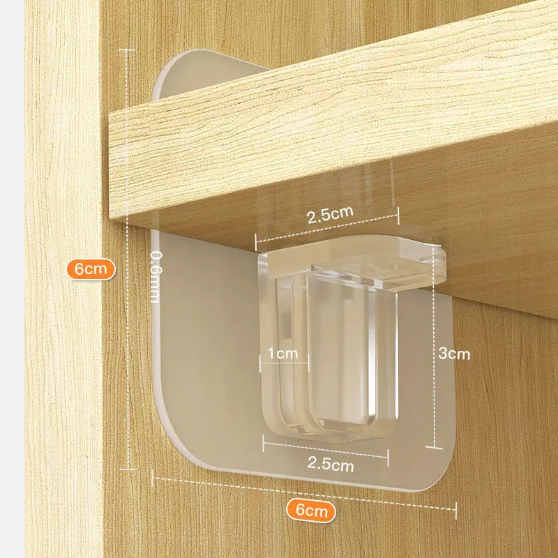 Adhesive Shelf Support Pegs Punch-free Clear Closet Cabinet Shelf Wall Hangers for Kitchen Cabinet Furniture Wall Hooks