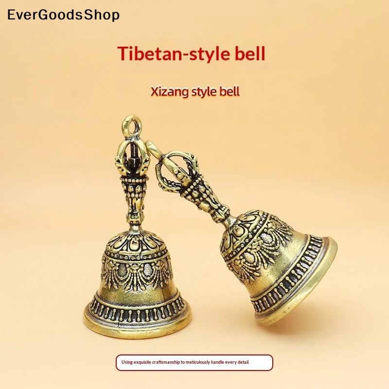 NewVintage Solid Brass Bell With Intricate Carved Details And Crisp Sound Perfect For Meditation Home Altar Spiritual Practices