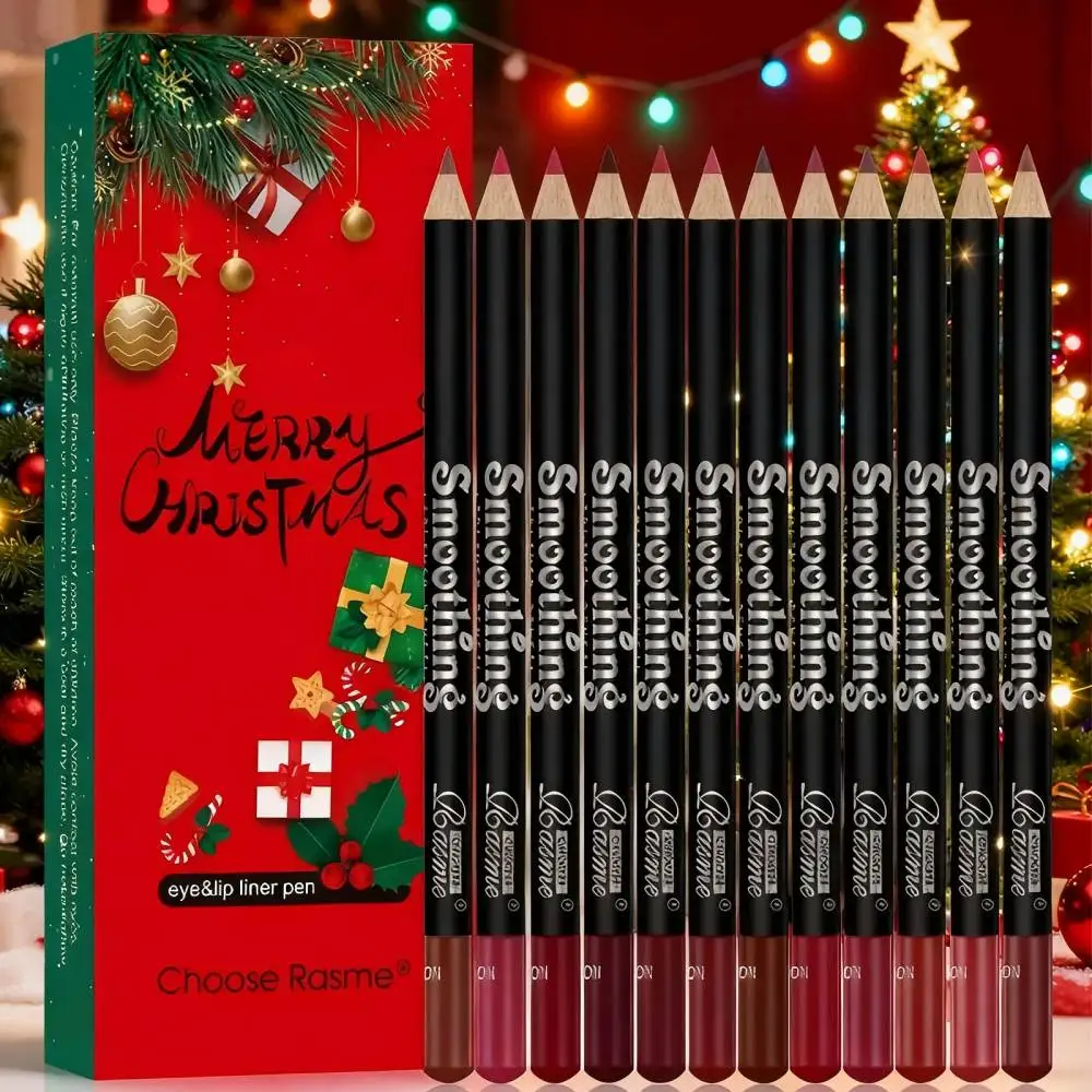 Matita per labbra opaca impermeabile natalizia Matita per contorno rosso Tinta Rossetto Tazza antiaderente a lunga durata Trucco idratante per labbra