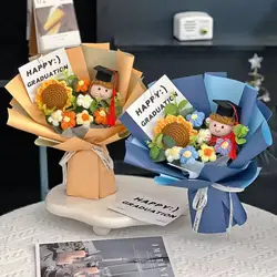 Handmade Knitted Bouquets Sun Flower Bouquet Crochet Flowers Graduation Gifts Hand Knitted Bouquets ramo flores