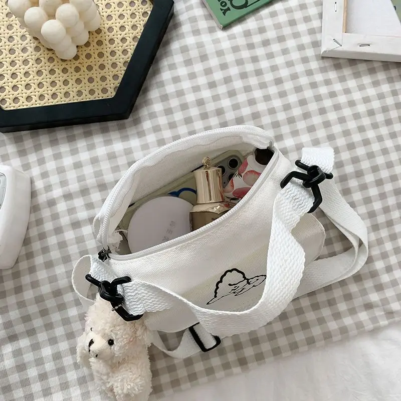 Teenager Frauen Messenger Bags Damen Canvas bedruckt süße kleine quadratische Tasche, Student Mädchen Cartoon Umhängetasche, Handy, Geldbörse – Detail 4
