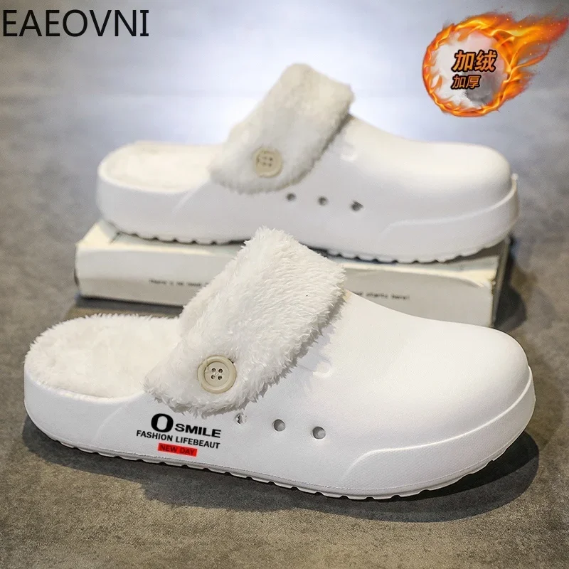 New Style Eva Slipper Home Slippers Slip-on Keep Warm Simple EAEOVNI Hard-wearing Young Men White Fashion Shoes Popular Model