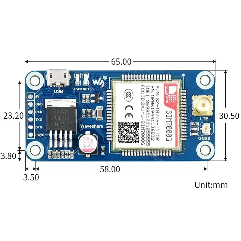 SIM7000G SIM7070G NB-IoT HAT, модуль связи 2G/GNSS для Raspberry Pi с совместимостью по всему миру