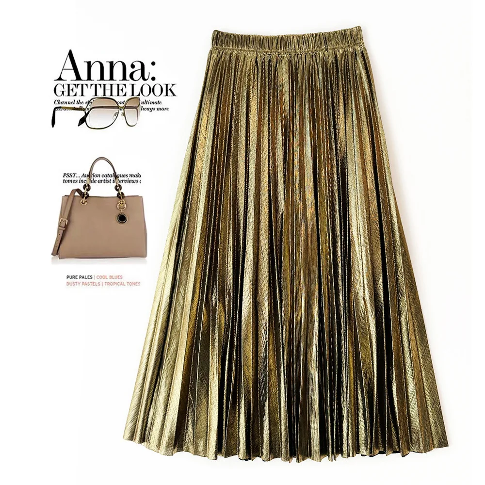 

Metallic een Asymmetrical Midi Skirt Women's A-Line Gauzy Skirts Stand out in Design And Comfortable to Wear