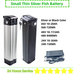 36V 10Ah 13Ah 15Ah 17.5Ah 20Ah Small Thin Silver Fish Ebike Battery Replace Upgrade City Bike Folding Battery with Charger