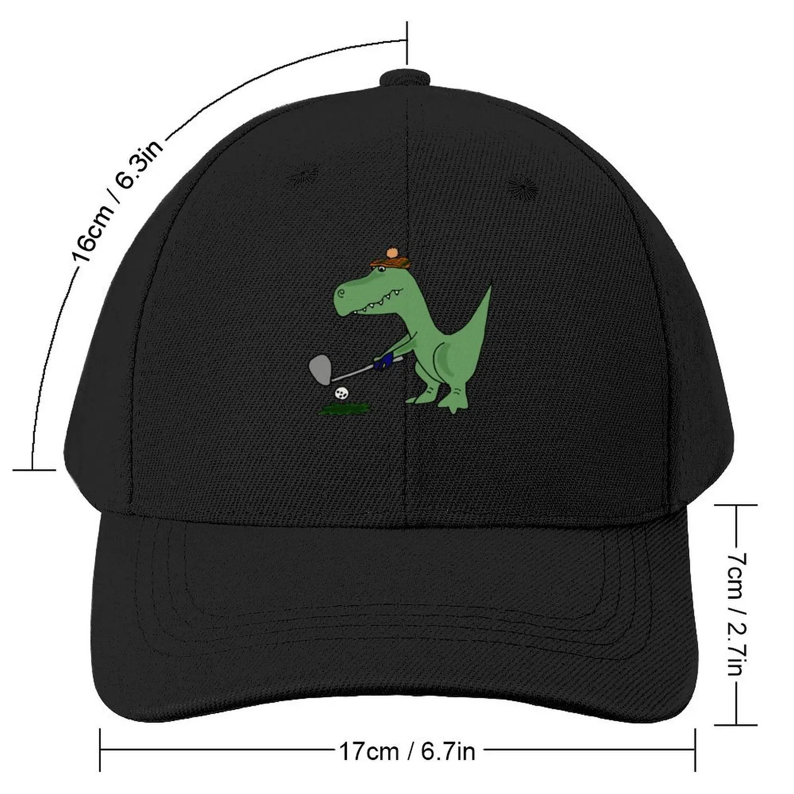 Cool Funky Green T-Rex Dinosaur Playing Golf Baseball Cap Hip Hop beach hat Sun Hat For Children For Men Women's