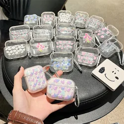 For AirPods Pro3/Pro2/Pro Cute Flowers Glitter Shiny Silicone Soft Cover For AirPods 1/2/3/4 Girls Colorful Heart Earphone Case