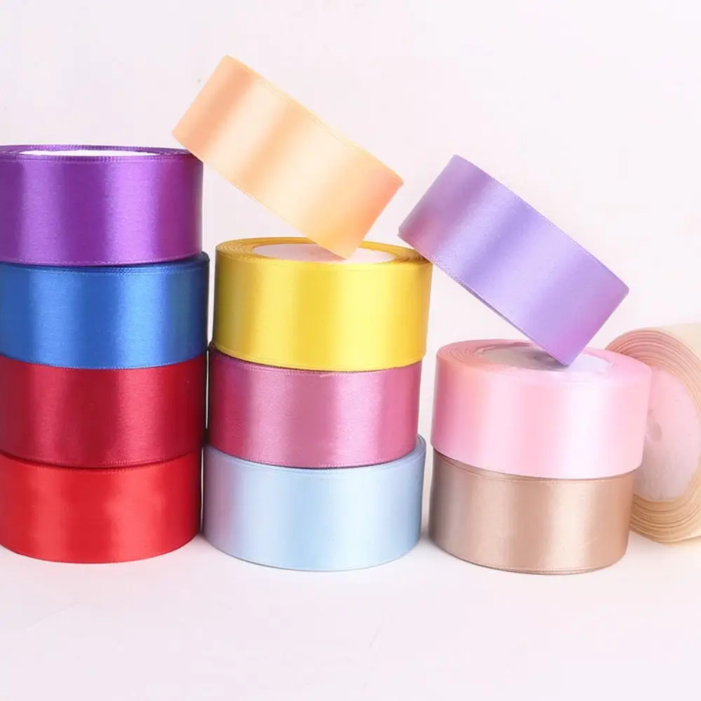 22Meters Dark Colors 4cm Shiny Silk Ribbons Solid Polyester Silk Satin Ribbons Crafts Bow DIY Gift Wrap Wedding Party Decoration