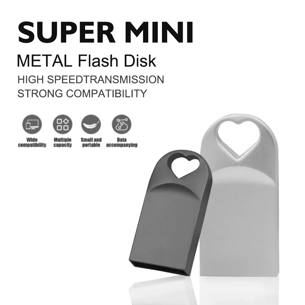 Buy Metal  love heart Pendrive USB stick drive 4gb 8gb 16gb 32gb 64gb 128gb high-speed waterproof Pen drive Flash Drives cle usb