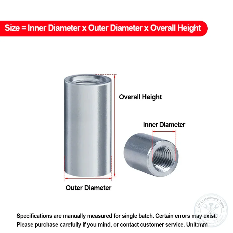 Carbon Steel Galvanized Cylindrical Long Connecting Nut M6 M8 M10 M12 Threaded Rod Joint Weld Sleeve Coupling Nut 20mm-40mm