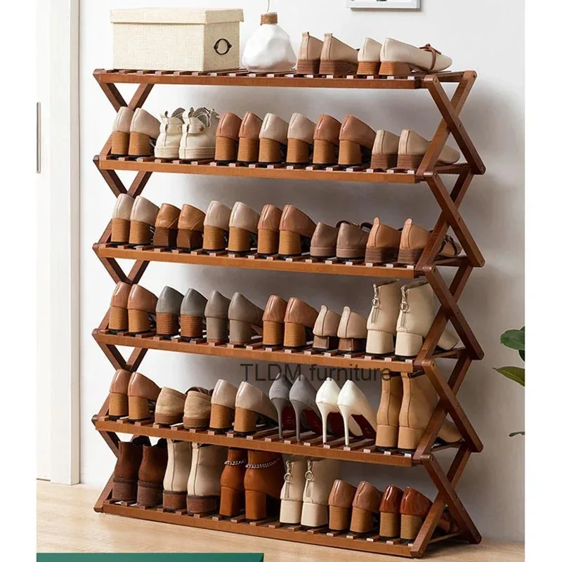 

Modern Bamboo Shoerack for Door Foldable Convenient Storage Shoe Cabinet Simple Creative Household Shoe Rack for Living Room