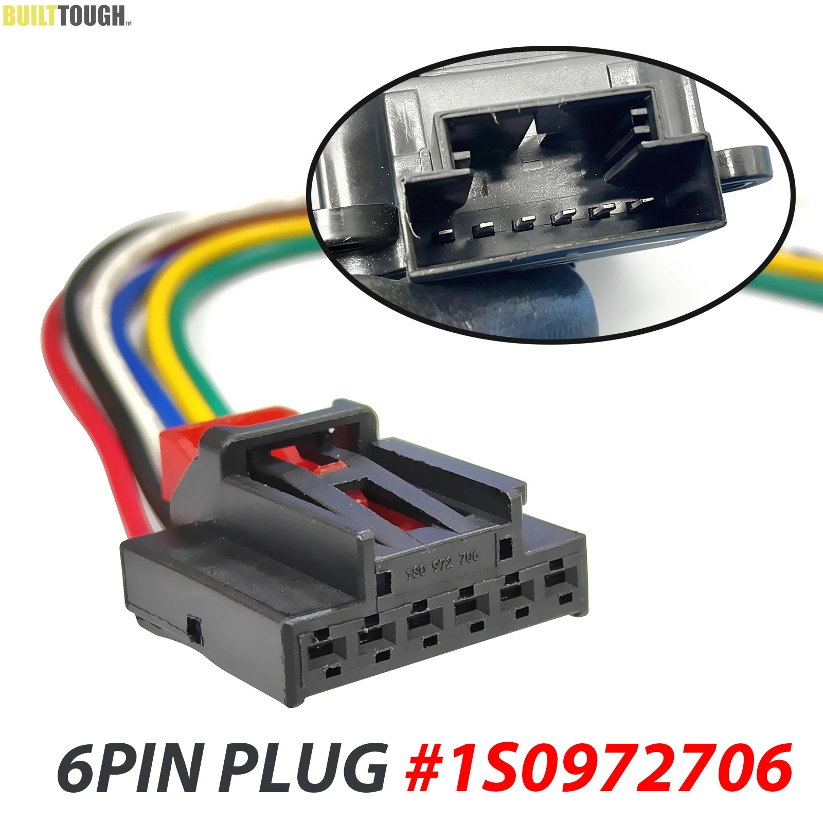 For VW AUDI SEAT SKODA 6-pin Rear Tail Light Lamp Seat Lumbar Adjustment Switch Plug Connector Harness Wiring Loom 1S0972706
