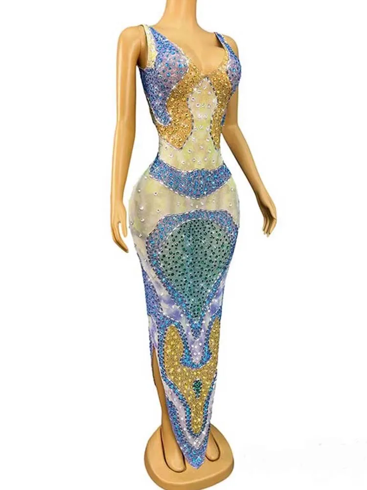 

High Quality Hot Stamping Sexy V-Neck Elastic Irregular Dress 2025 New Fashion Custom Women'S Clothing