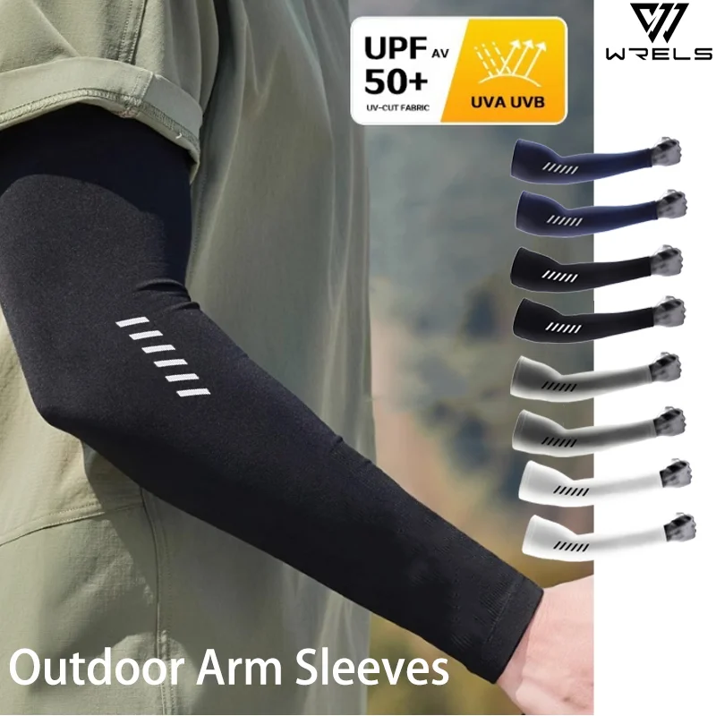1Pair Outdoor Arm Sleeves UV Sun Protection Cooling Sports Sleeves Sweat Absorbent Lightweight Breathable Running Sleeves