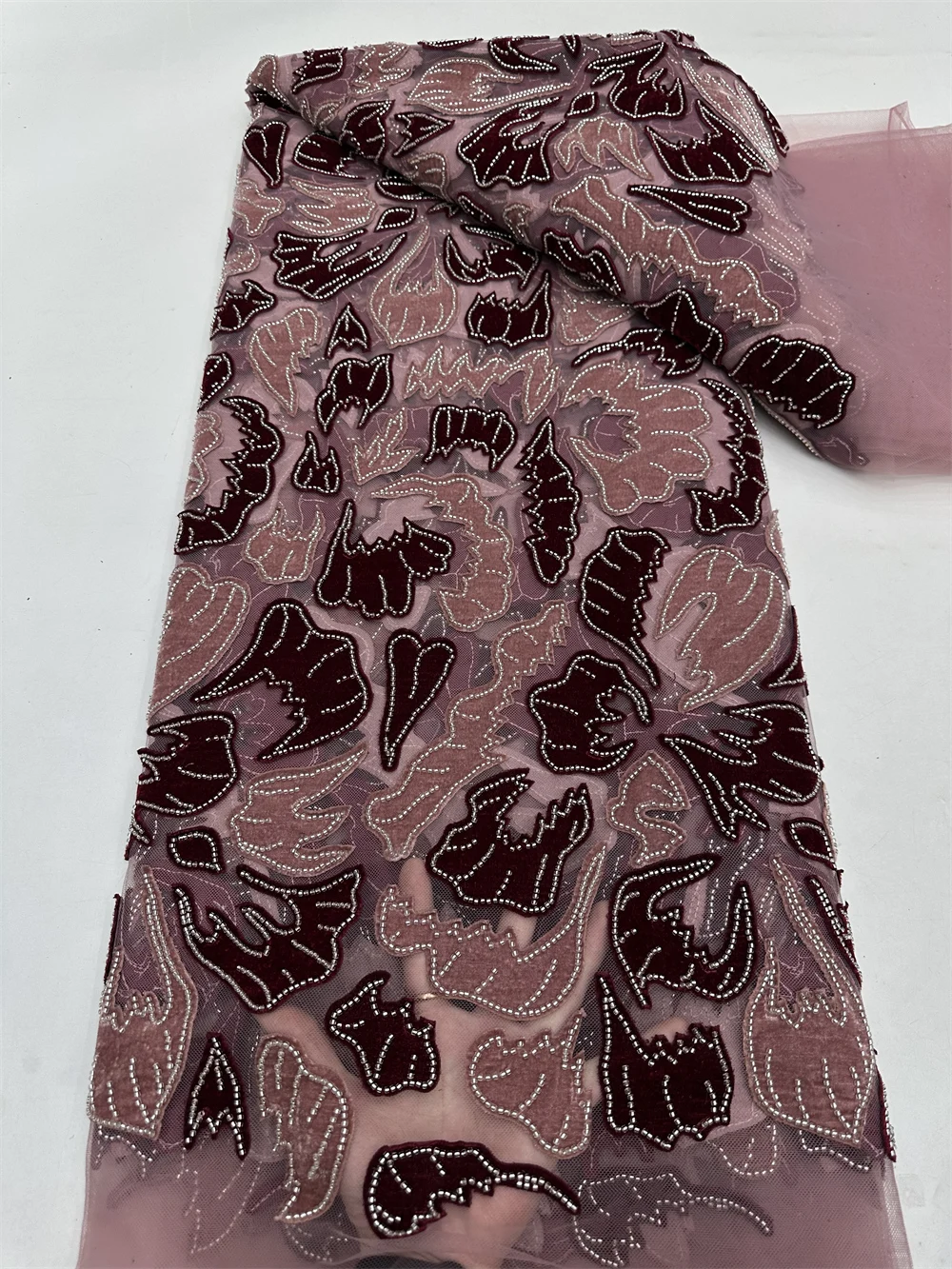 Black African Velvet lace fabric 2025 Nigerian beads Wedding Lace Fabrics  High Quality Lace French Beads Lace Fabric For Dress