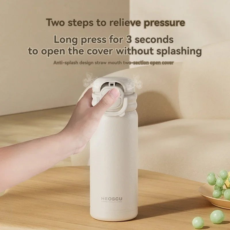 500ML Thermos Water Bottle With Straw Insulated Kids Bottle Stainless Steel Vacuum Flasks Portable Coffee Cups Double Spring Lid view 4