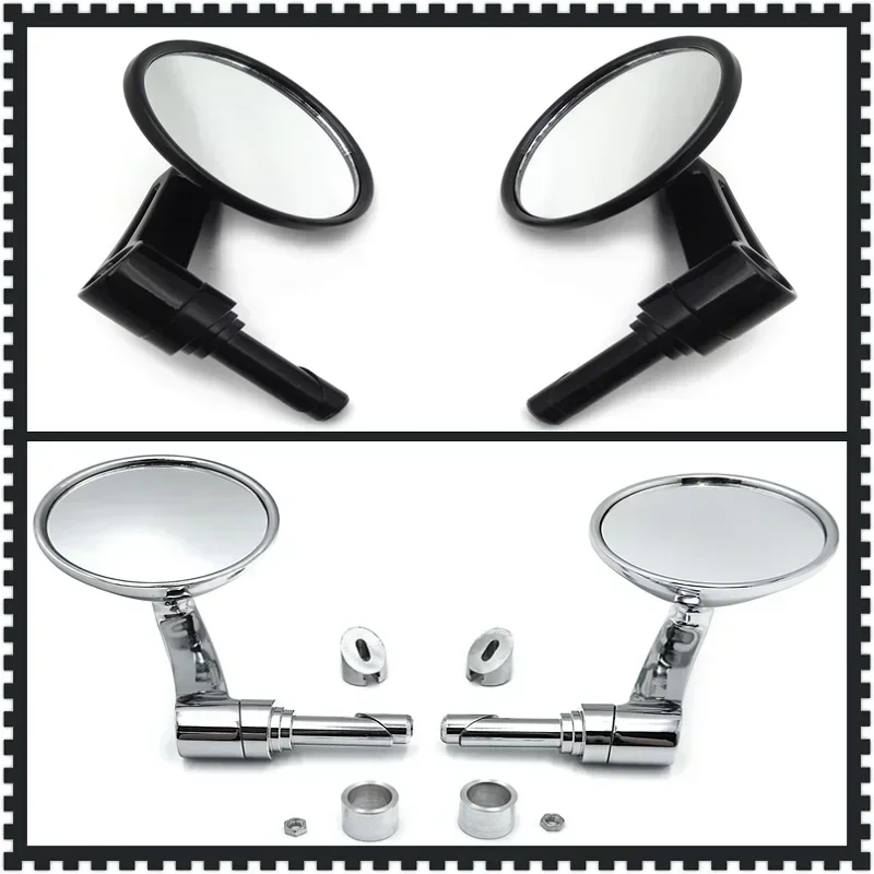 

Motorcycle Parts Black 7/8" 1 "22mm 25mm Round Bar End Mirror Diamond Cut-down Cafe for Harley