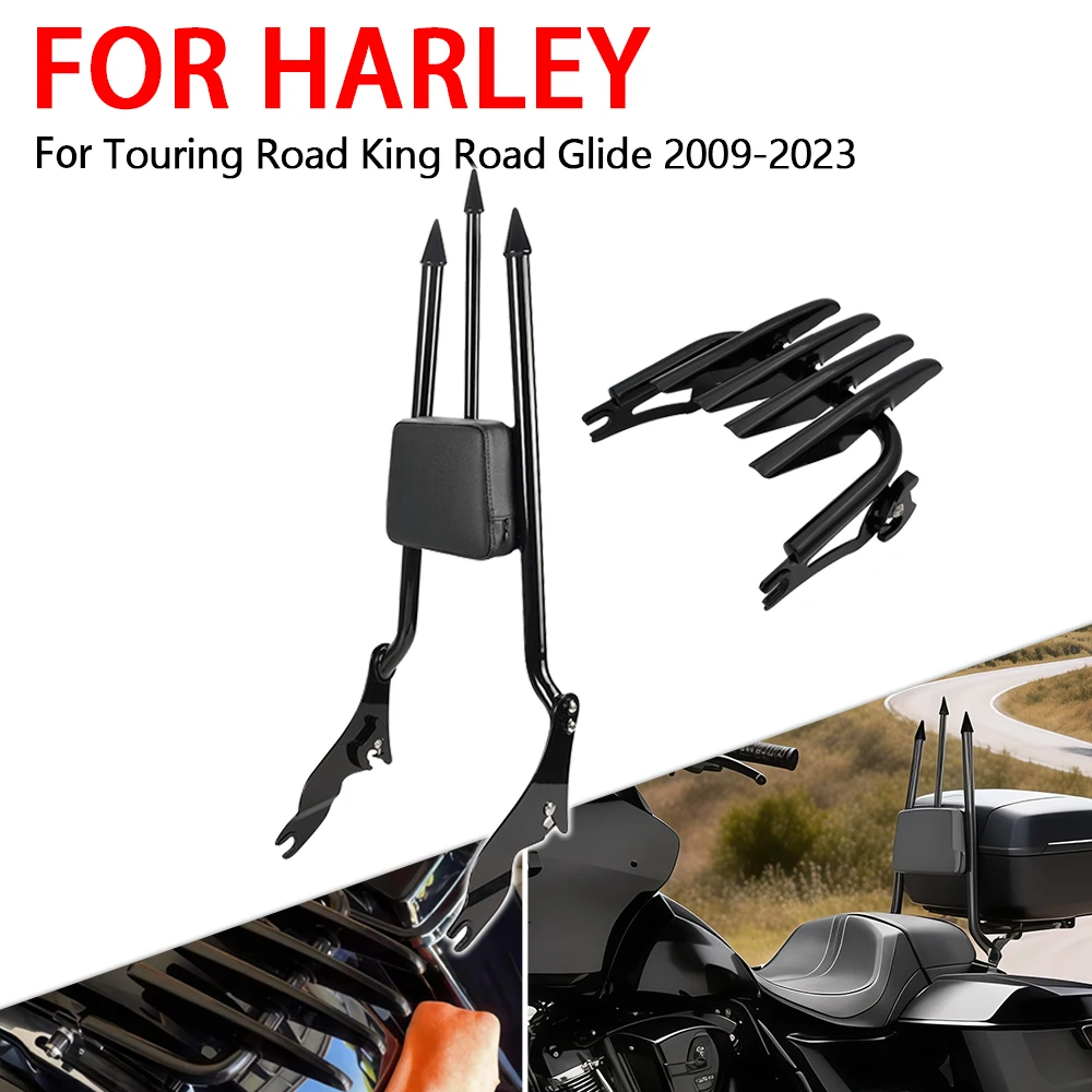 

Motorcycle Sissy Bar Rear Backrest With Luggage Rack For Harley Touring Street Electra Glide Road King FLHT FLHX FLHR 2009- 2023