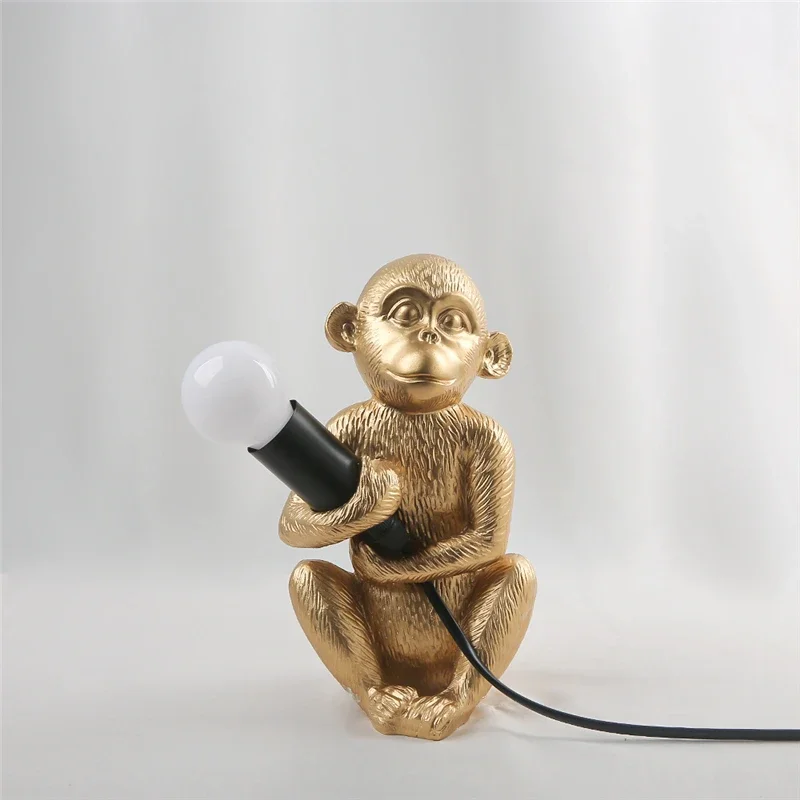 Mini Monkey Table Lamp Nordic Resin Animal Desk Light Ornament Bedroom Decoration Bedside Children's Room Decor Friends Lights