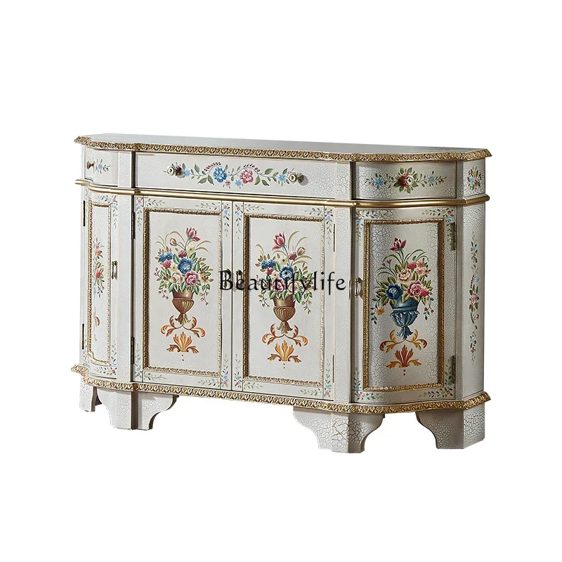 

ls 42Light luxury shoe cabinet painted solid wood European side cabinet American multi-functional corridor
